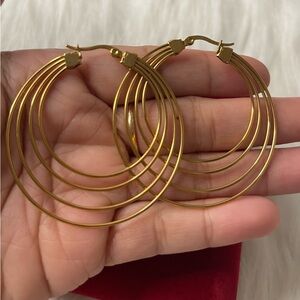 18k Gold Plated over stainless steel layered Hoop Earrings